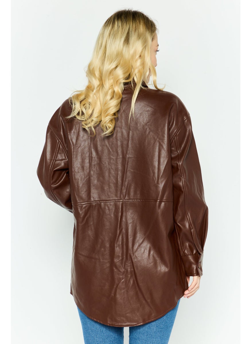 Black Tape - Women Sold jacket Shirt, Brown - Image 1