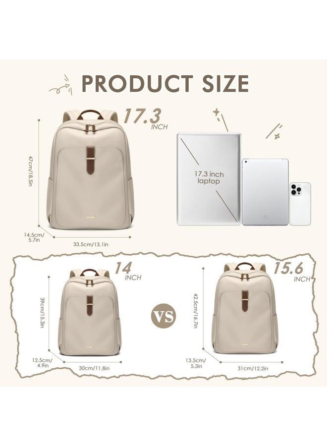 GOLF QUALITY Laptop Backpack for Women,Casual Work Business Backpacks Purse Carry on Travel Backpack, A-apricot, 17.3 Inch - Image 2
