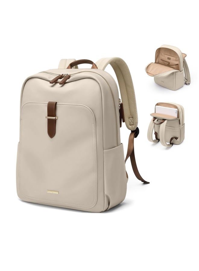 GOLF QUALITY Laptop Backpack for Women,Casual Work Business Backpacks Purse Carry on Travel Backpack, A-apricot, 17.3 Inch - Image 1