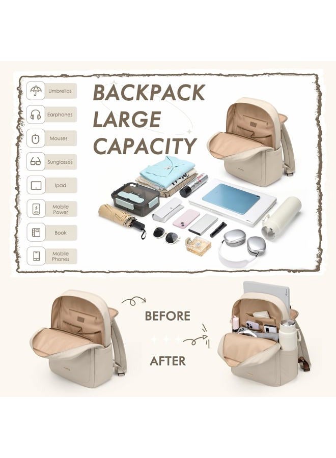 GOLF QUALITY Laptop Backpack for Women,Casual Work Business Backpacks Purse Carry on Travel Backpack, A-apricot, 17.3 Inch - Image 3