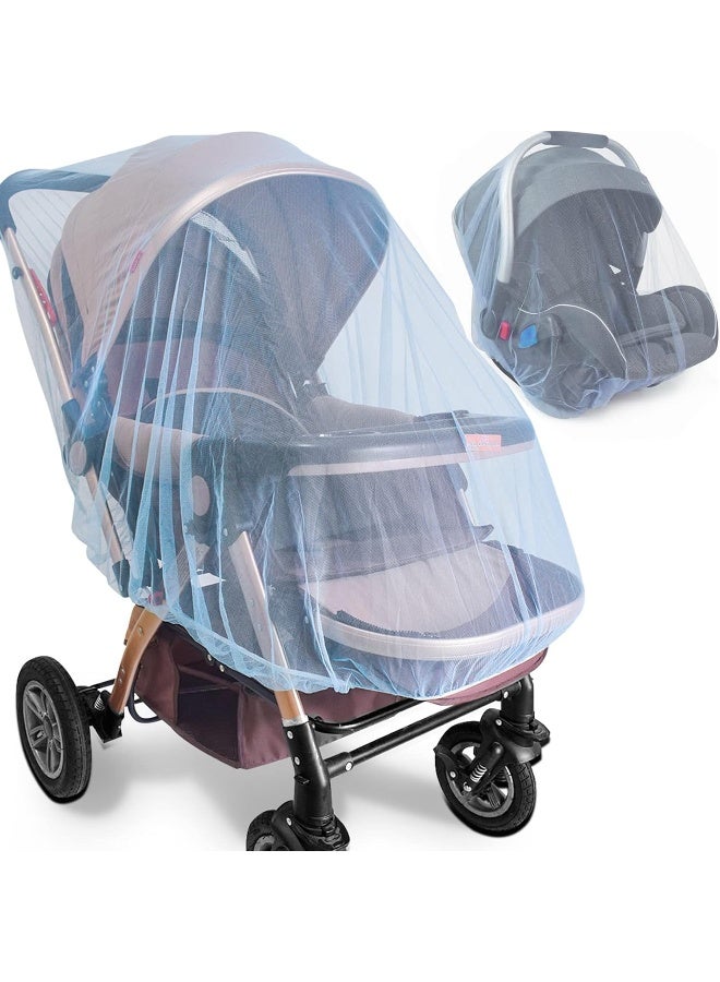 Sysmie Durable Baby Stroller Mosquito Net (2 Pack) - Perfect Bug Net for Strollers, Bassinets, Cradles, Playards, Pack N Plays and Portable Mini Crib (Blue) - Image 1