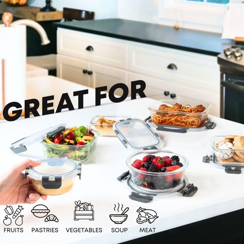 Razab 30 PC Glass Food Storage Containers with Lids - Reusable Glass Meal Prep Containers for Lunch & Leftovers - Airtight & Leakproof Snap Locking Lids - Oven, Freezer, Microwave & Dishwasher Safe - Image 4