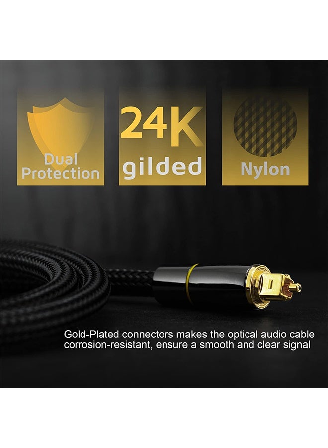 Ocean 1 Pcs Digital Optical Audio Cable, 24K Gold-Plated Nylon Braided Optical Fiber Male to Male Cable, 1.5 Meters Digital Optical Cable for Sound Bar, TV, Playstation - Image 3