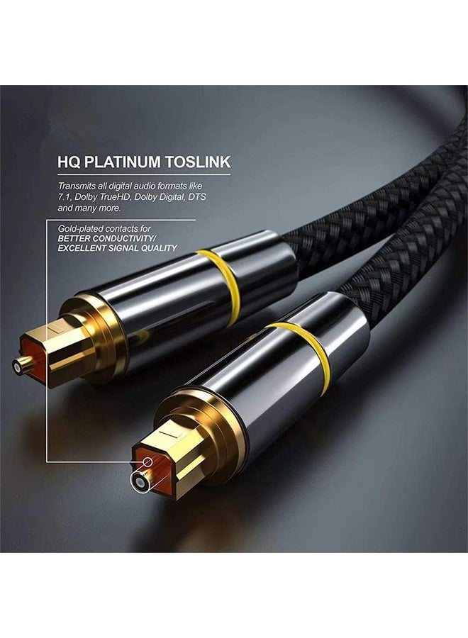 Ocean 1 Pcs Digital Optical Audio Cable, 24K Gold-Plated Nylon Braided Optical Fiber Male to Male Cable, 1.5 Meters Digital Optical Cable for Sound Bar, TV, Playstation - Image 4