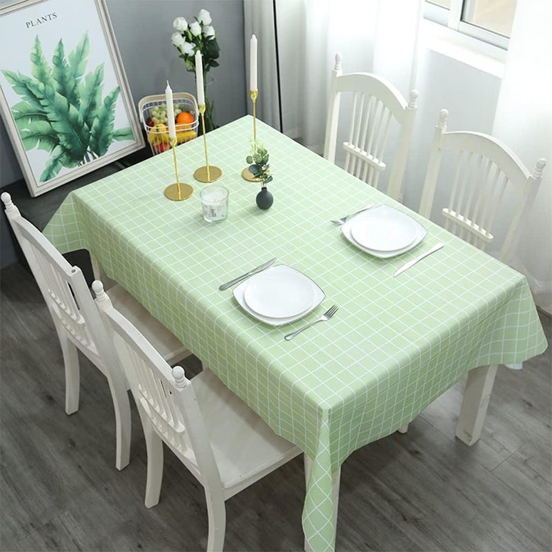 مفرش مائدة PVC نقشة كاروهات خضراء 137×183 سم - غطاء طاولة مستطيل مقاوم للماء والزيت والبقع - تصميم جينغهام قابل للمسح للمطبخ والنزهات والحفلات - Image 1
