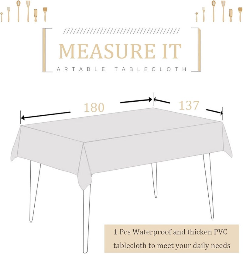 مفرش مائدة PVC نقشة كاروهات خضراء 137×183 سم - غطاء طاولة مستطيل مقاوم للماء والزيت والبقع - تصميم جينغهام قابل للمسح للمطبخ والنزهات والحفلات - Image 2