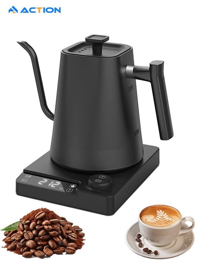 ACTION Electric Temperature Control Gooseneck Kettle, 1200W Smart Temperature Control V60 Coffee Kettle,Stainless Steel Electric Kettle with Insulation,1L Pour Over Teapot for Coffee and Tea  - Image 1