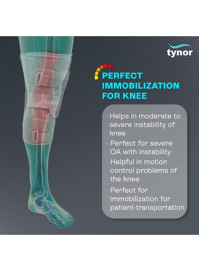 Tynor Knee Immobiliser 19"/48cm, for Support & Protection | Provides Support for Knee Injury, Pain Relief | Breathable, Comfortable for Men & Women | Pack of 1 (Grey, XL) - Image 3