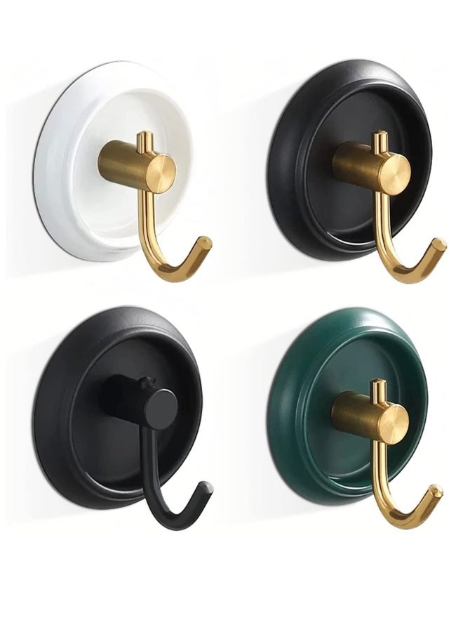 ٤ قطع خطافات لاصقة لتنظيم المناشف في الحمام، خطافات قوية من الفولاذ المقاوم للصدأ ٣٠٤، مقاومة للماء ل الملابس، المعطف، القبعات، أدوات المطبخ، بدون حاجة للحفر. - Image 1