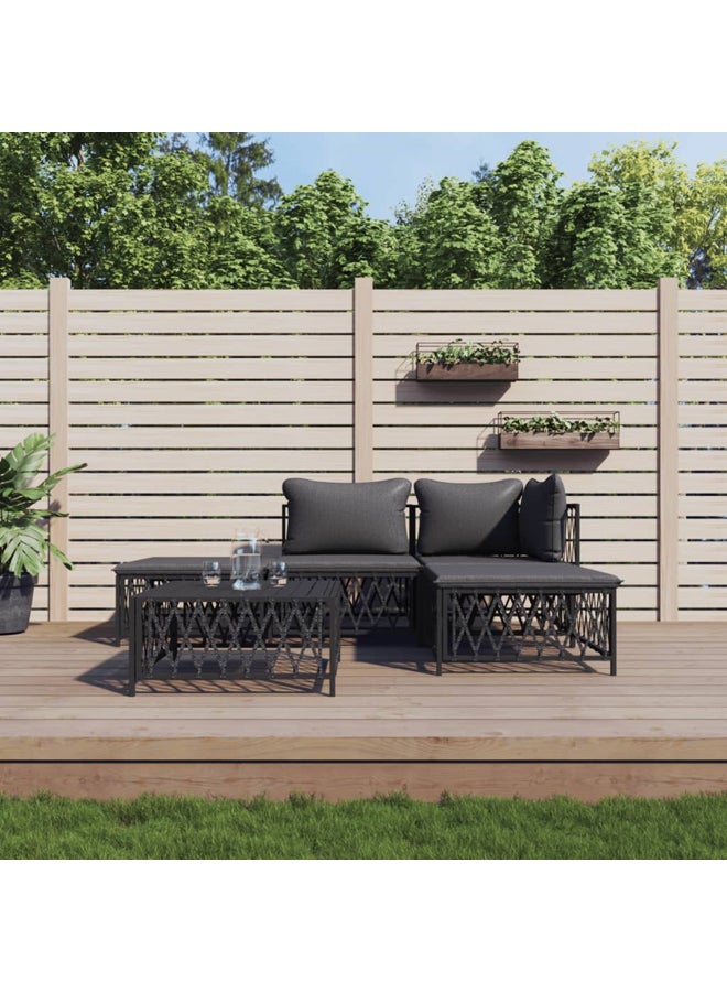 vidaxl 5 Piece Garden Lounge Set with Cushions Anthracite Steel 3186851 - Image 2