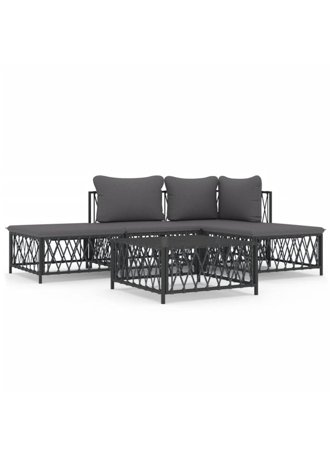 vidaxl 5 Piece Garden Lounge Set with Cushions Anthracite Steel 3186851 - Image 1