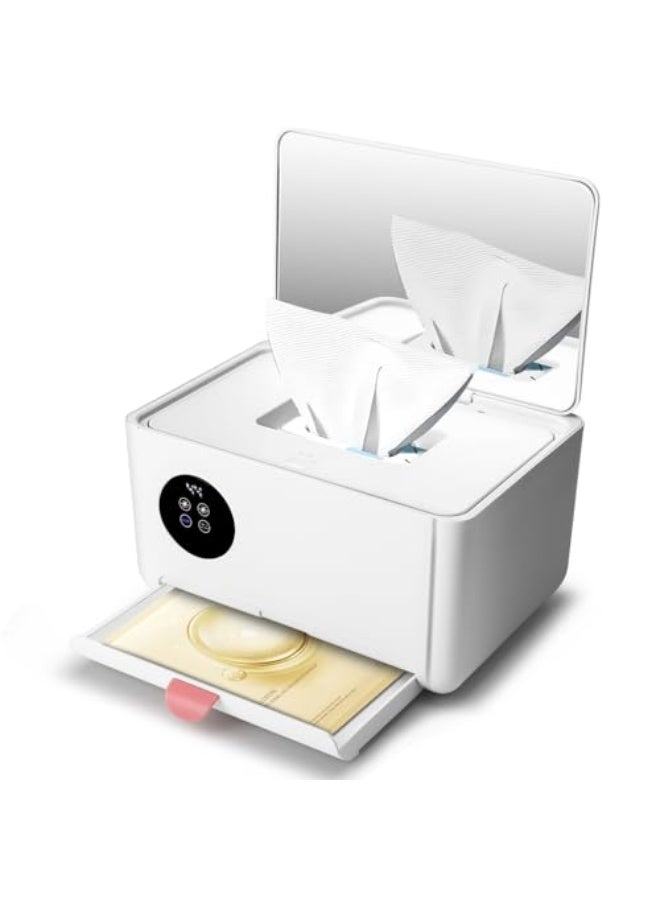Baby Wipe Warmer With 4 Level emperature Control, Large Capacity Diaper Wipes Warmer with Mirror, Towel,Wet Tissue Facial Mask Warmer,Innovative Spring Design,Quick Even Heating Preservation - Image 1