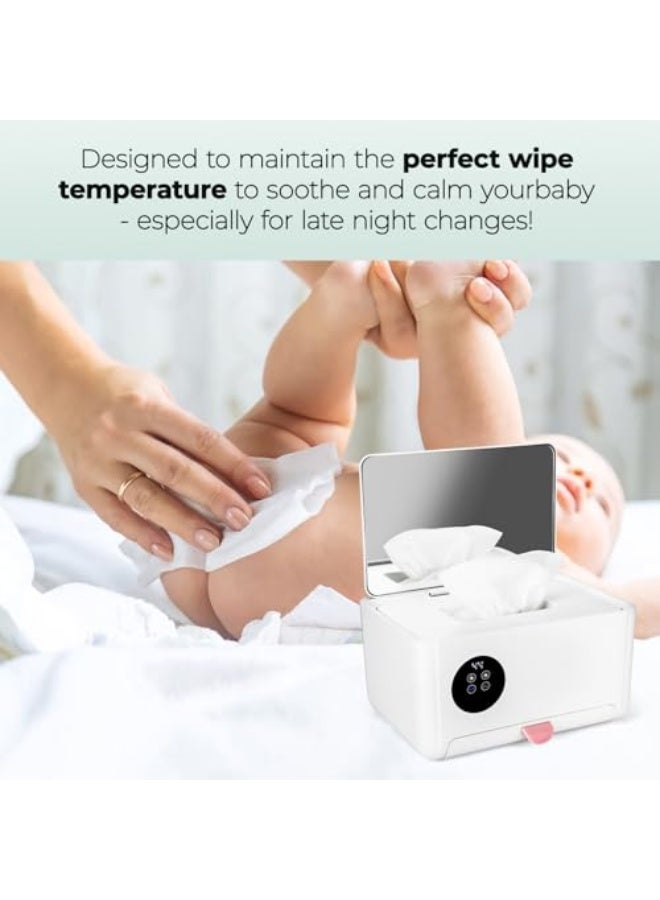 Baby Wipe Warmer With 4 Level emperature Control, Large Capacity Diaper Wipes Warmer with Mirror, Towel,Wet Tissue Facial Mask Warmer,Innovative Spring Design,Quick Even Heating Preservation - Image 3