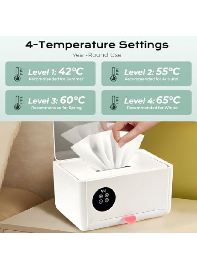 Baby Wipe Warmer With 4 Level emperature Control, Large Capacity Diaper Wipes Warmer with Mirror, Towel,Wet Tissue Facial Mask Warmer,Innovative Spring Design,Quick Even Heating Preservation - Image 2