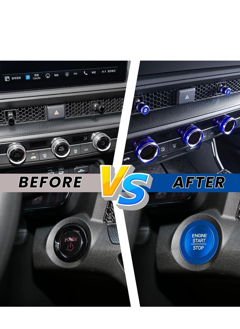 SYOSI - 9PCS Air Conditioning Knob Cover Compatible with 2023 2024 Honda CRV 11th Gen Civic 2022-2024 Aluminum Control Console Engine Start/Stop Push Button Ring Vent AC Volume Accessories - Image 1