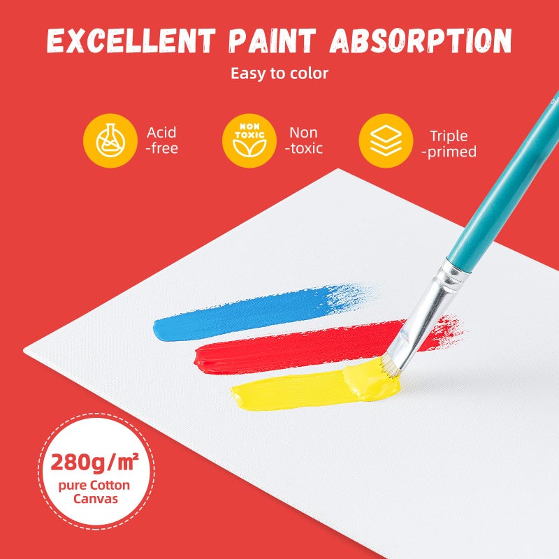 Simetufy Canvas Boards for Painting 52 Pack 8 x 10 Inch Blank Flat Canvas Panels 100% Cotton Pre-Primed for Acrylic & Oil Paint, Art Supplies for Kids & Adults - Image 3