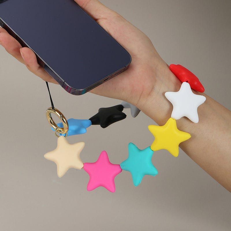 Explosive Bracelet Keychain Color Silicone Star Contrast Bag Pendant Cute Mobile Phone Pendant Accessories - Image 2