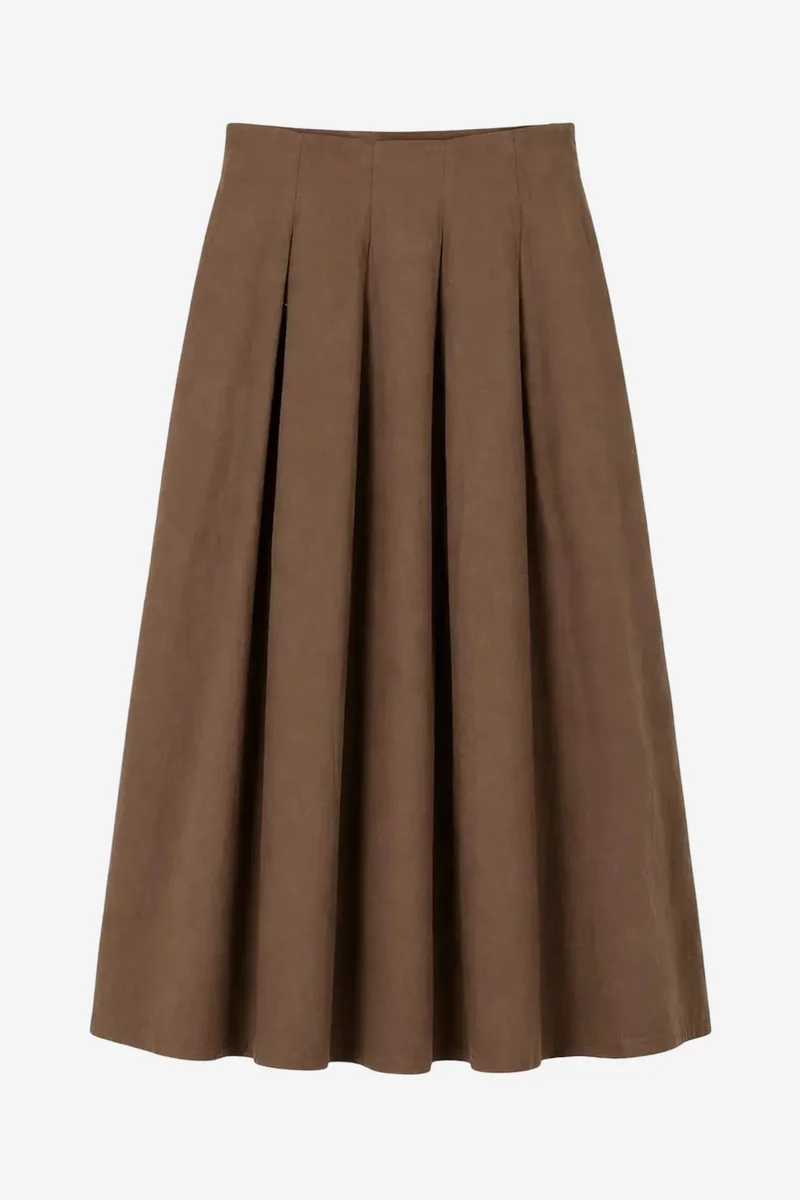 ميكسراي MIXRAY High Waist A-Line Midi Skirt