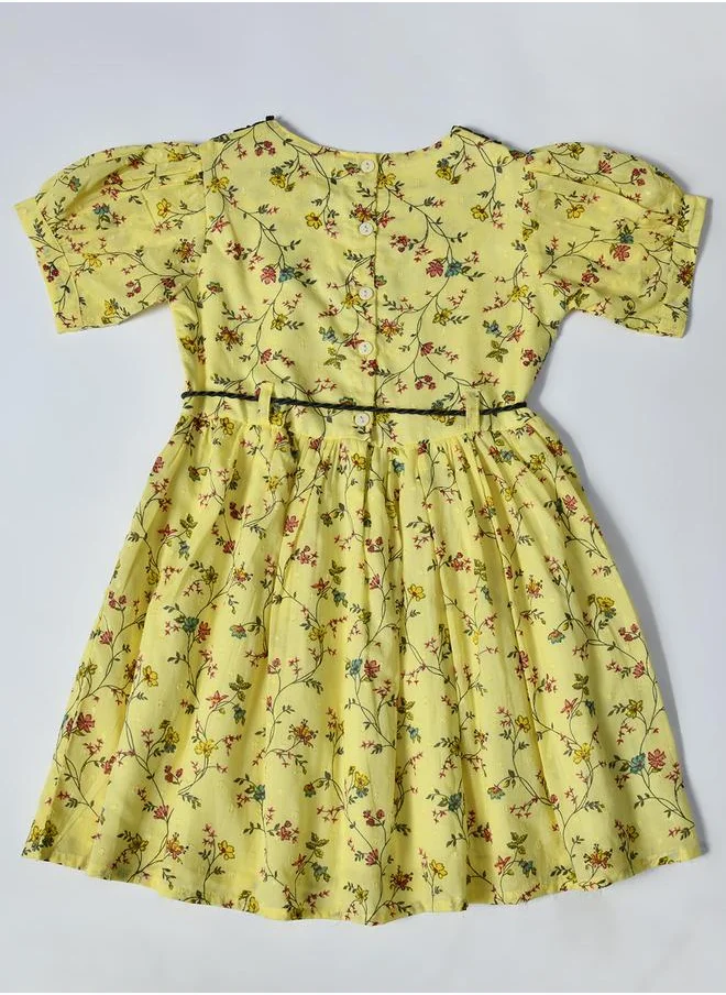 بيلا مودا Bella Moda Floral Printed Lace Detail Cotton Dress