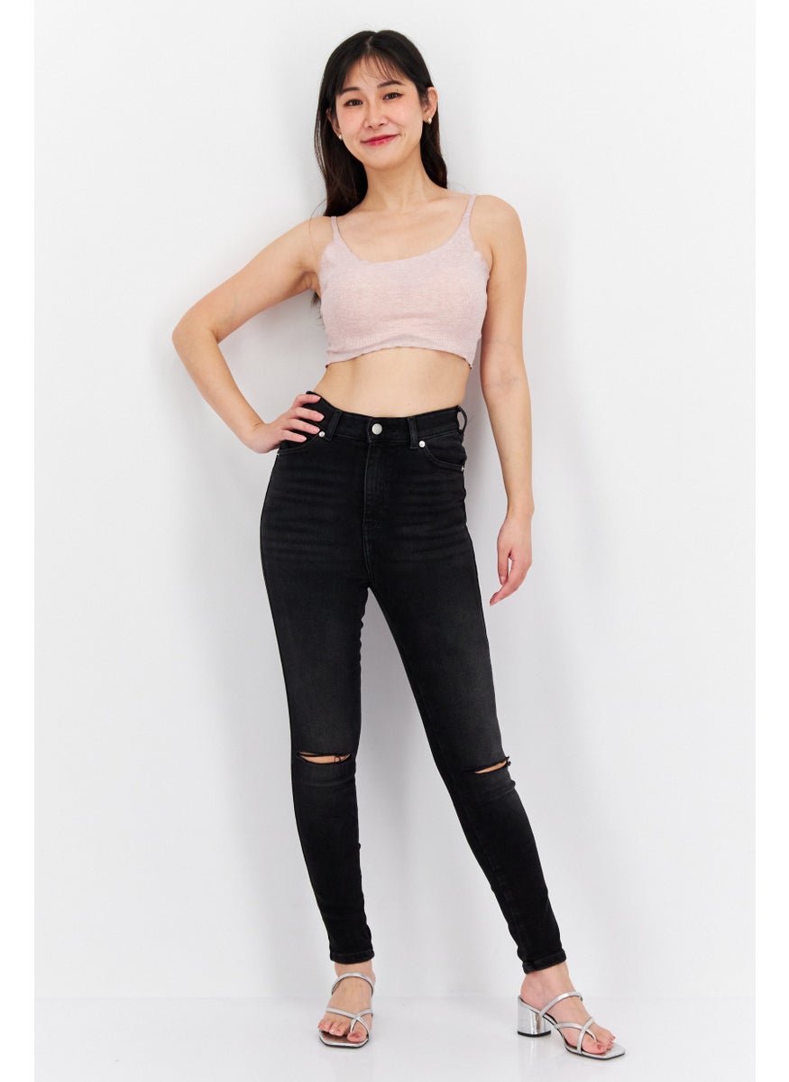 Dr Denim Women Super Skinny Fit Washed Stretchable Jeans, Black  - Image 4