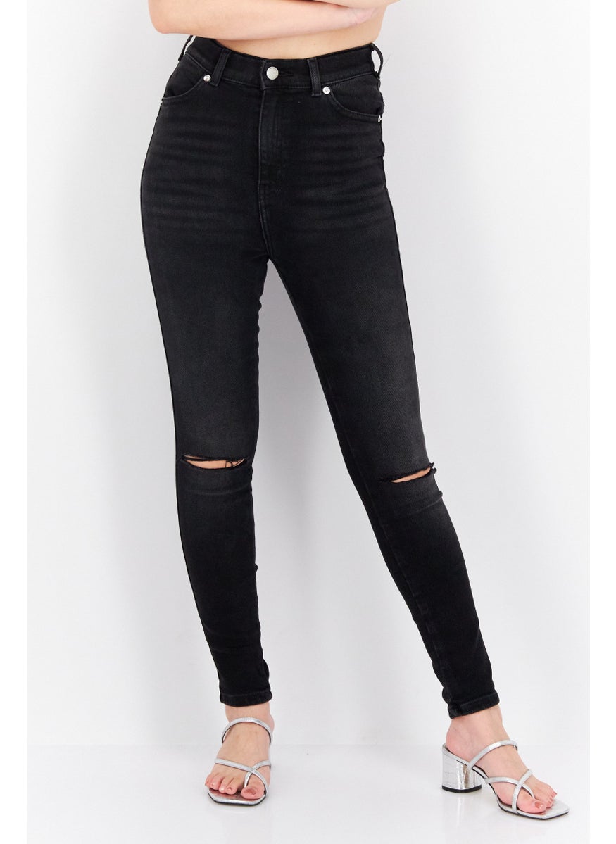 Dr Denim Women Super Skinny Fit Washed Stretchable Jeans, Black  - Image 1