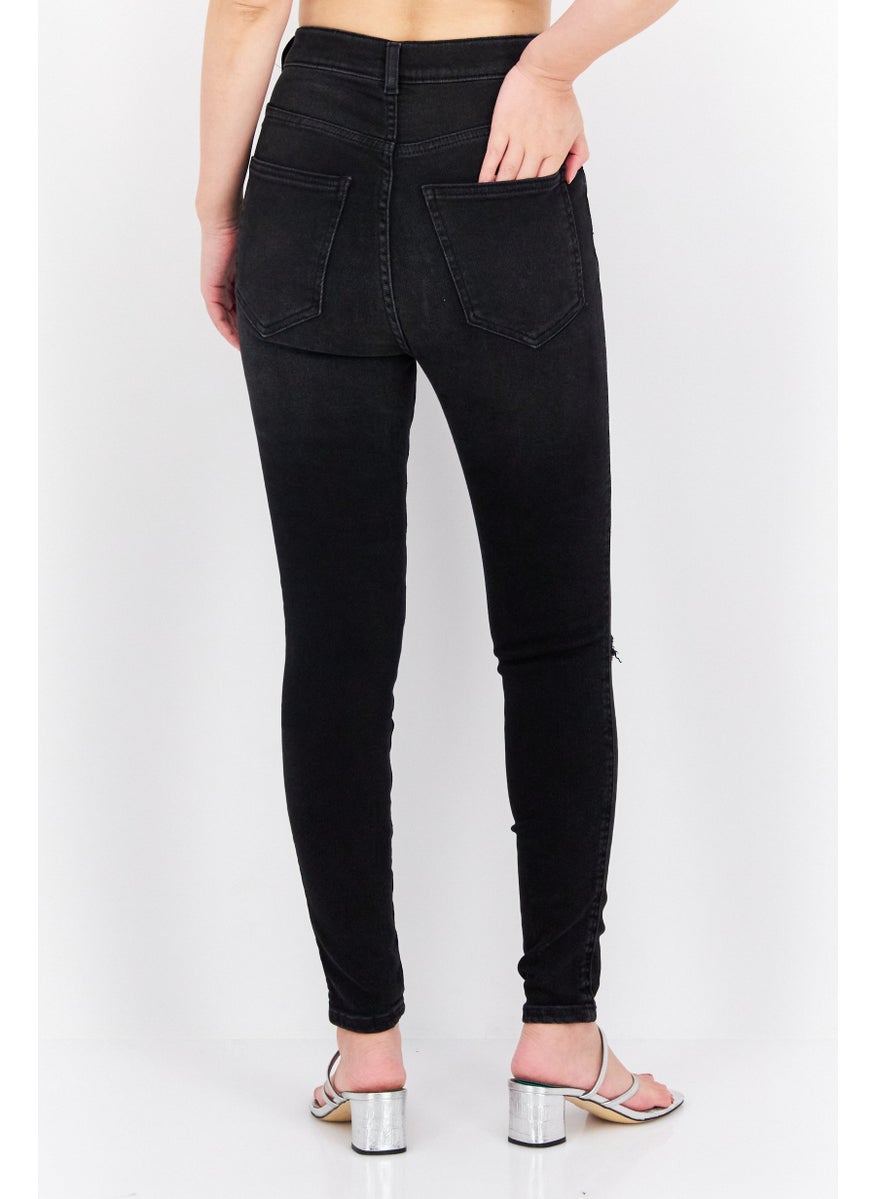 Dr Denim Women Super Skinny Fit Washed Stretchable Jeans, Black  - Image 3