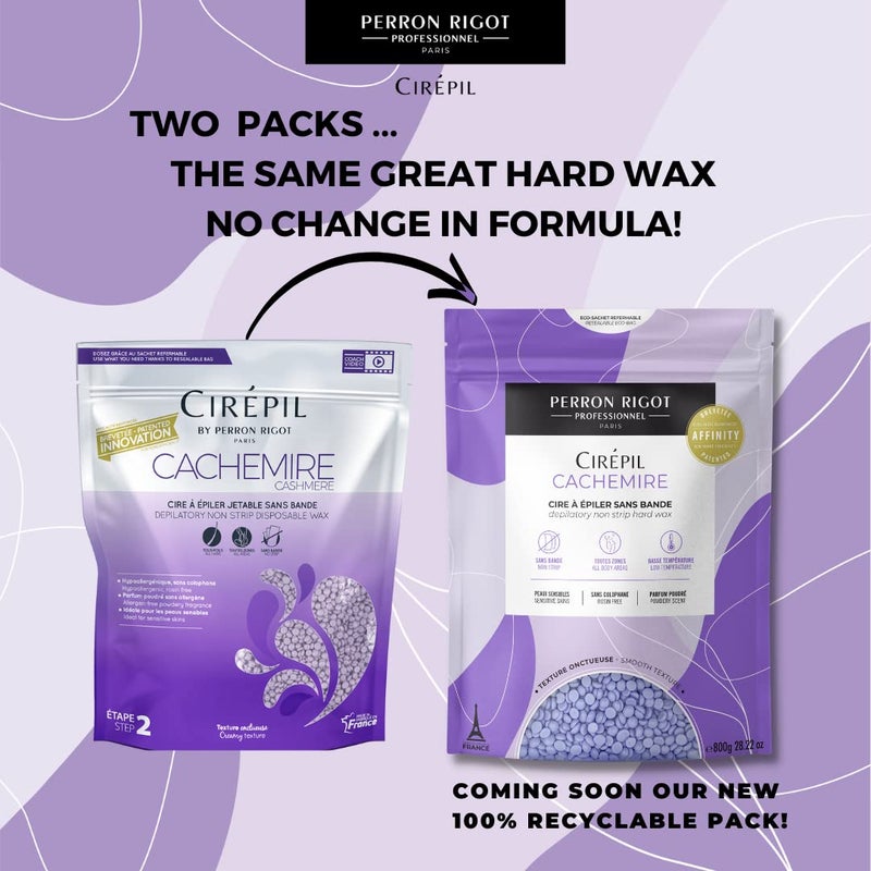 Cirepil - Cachemire - 800g / 28.22 oz Hard Wax Beads Bag - Ultra-Comfort Rosin-Free Wax for Sensitive Skin - Creamy, Stripless Hair Removal for Face & Intimate Areas - Low Temp Refill Bag Refill Bag - Image 2