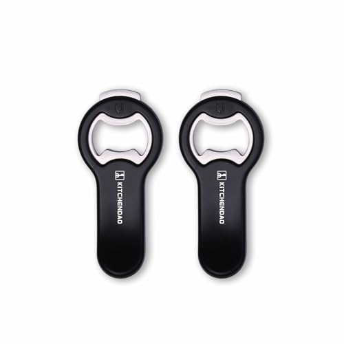KITCHENDAO 2 in 1 Magnetic Beer Bottle Opener for Fridge and RV with Cap Catcher - Pop Can Soda Can Opener, Stick to Refrigerator for Easy Storage with Magnet, Gift for Men Husband Father- 2 Pack - Image 1