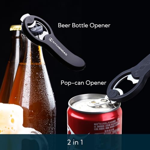KITCHENDAO 2 in 1 Magnetic Beer Bottle Opener for Fridge and RV with Cap Catcher - Pop Can Soda Can Opener, Stick to Refrigerator for Easy Storage with Magnet, Gift for Men Husband Father- 2 Pack - Image 2
