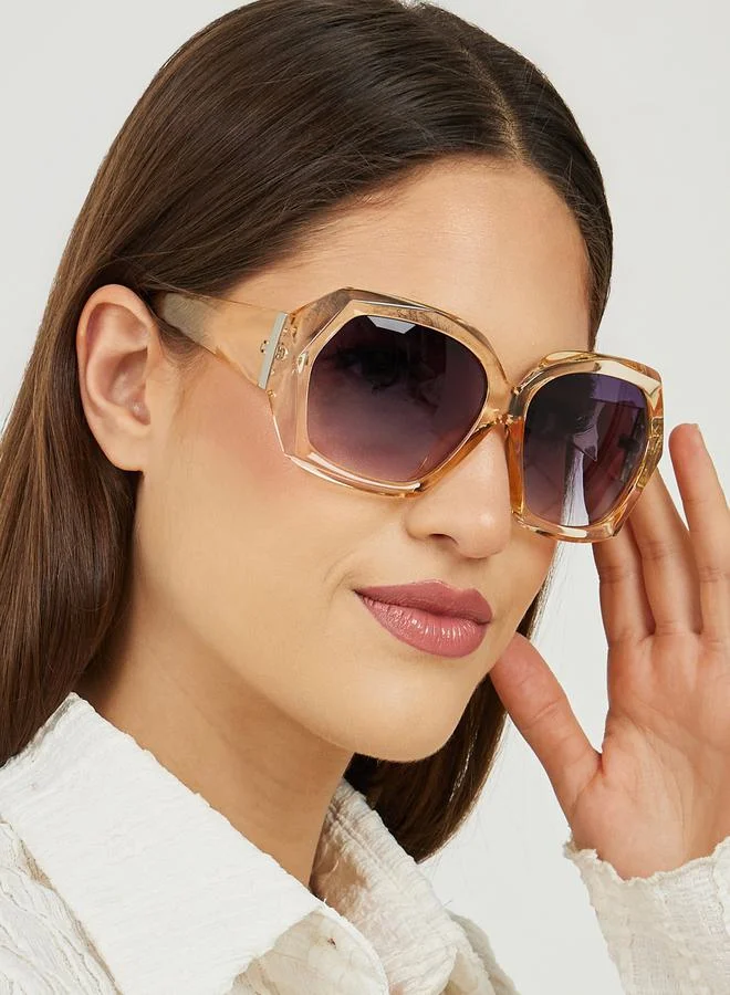Styli Oversized Full Rim Hexagon Sunglasses