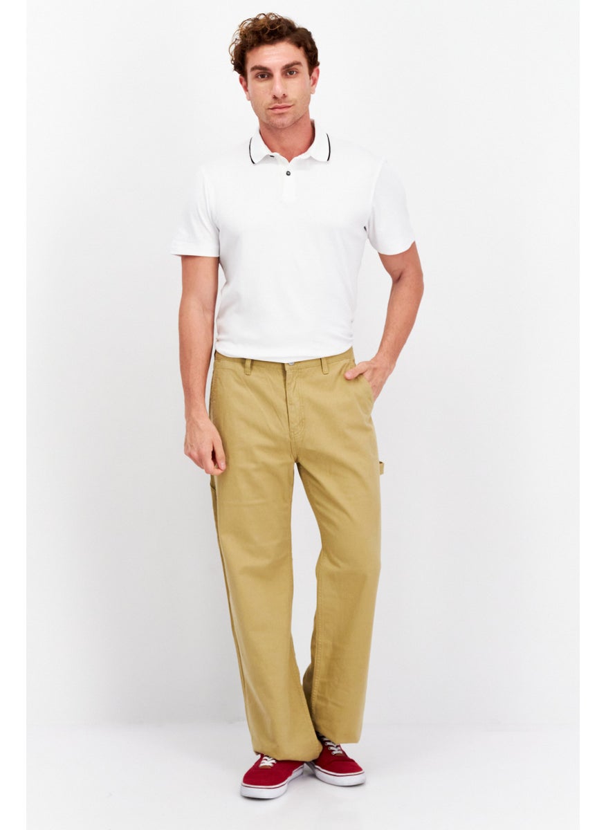 ESPRIT Men Regular Fit Plain Chino Pants, Khaki  - Image 2