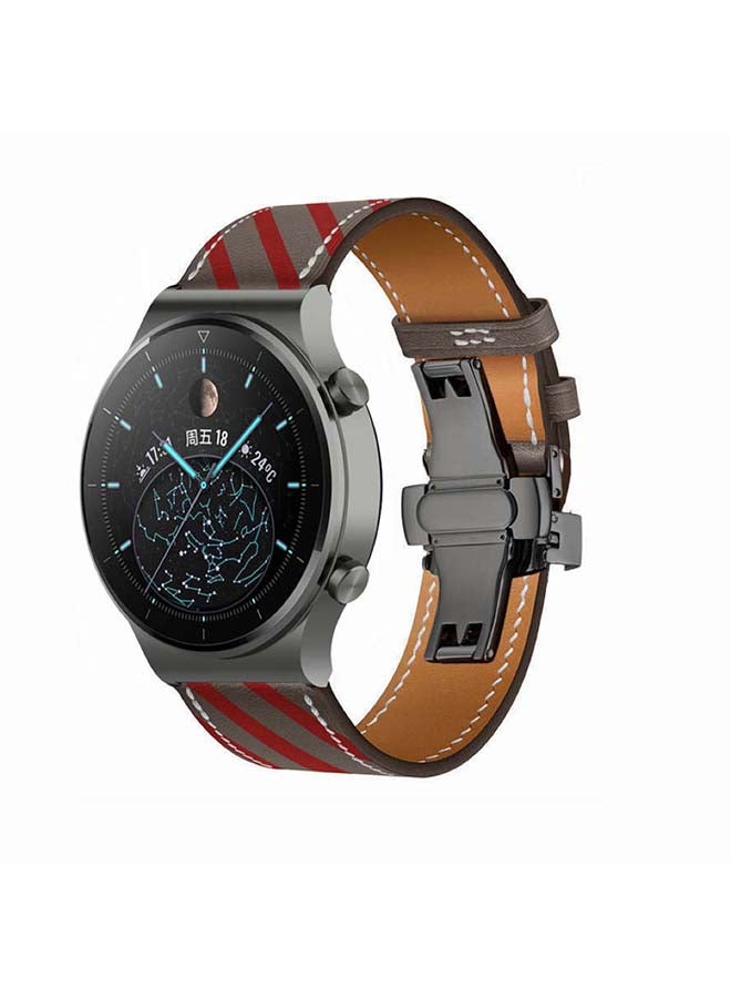 Perfii Genuine Leather Replacement Band 22mm For Huawei Watch GT2 Pro Grey - Image 2