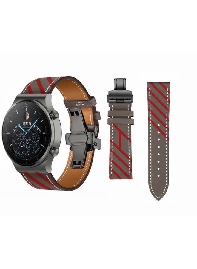 Perfii Genuine Leather Replacement Band 22mm For Huawei Watch GT2 Pro Grey - Image 1