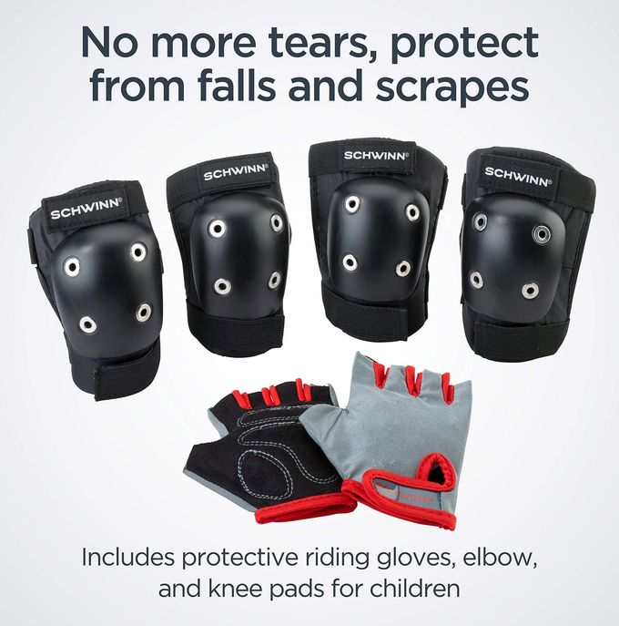 SCHWINN Kids Bike Gloves Set, Knee and Elbow Pads, Protective Gear, Girls and Boys Bike Accessories, Black/Gray - Image 5