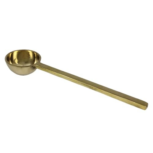 Putrika Traditional Handcrafted Brass Ladle Spoon | Karandi | Kuli Karandi | Cooking and Serving Ladle | Kitchenware | Cookware (Weight: 140g) (9 Inch) - Image 1