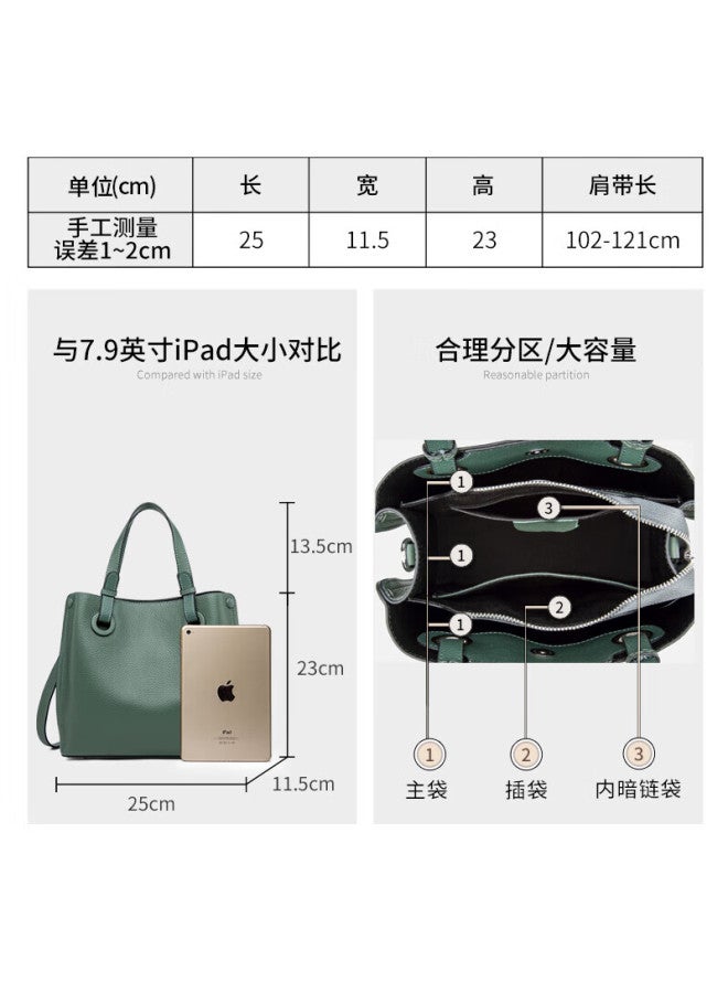 Zhur Women's Handbag First Layer Cowhide Tote Fashion Commuter Bag Practical Birthday Gift