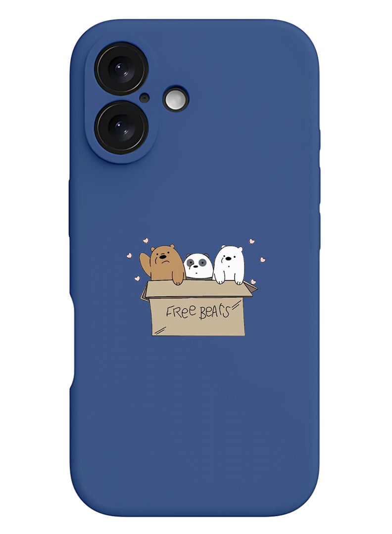 Theodor Protective Slim Fit Case Liquid Silicone Cover with Full Body Protection Anti-Scratch Shockproof Case For Apple iPhone 17 (Blue) We are bears - Image 1