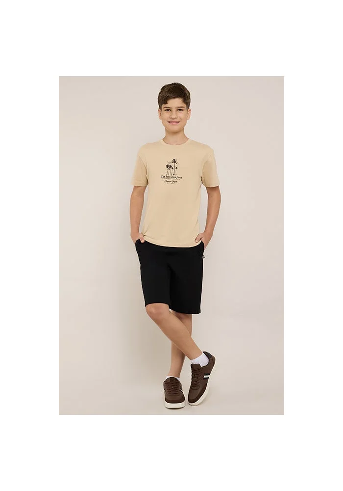 أر أند بي Solid Shorts with Drawstring Waist