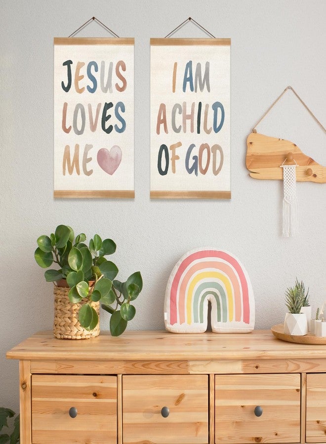 ZTGDA Kids Wall Art Set of 2-Jesus Loves Me I Am a Child of God,Christian Religious Bible Verse Wall Hanging for Nursery, Kids Room Decor, Girls and Boys Room, Boys Girls Bedroom, Playroom, Classroom Poster Decoration - Image 5
