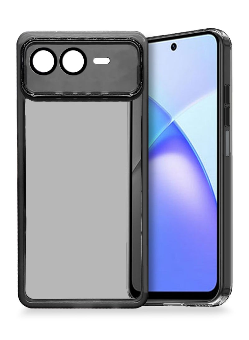 Wtech Infinix Smart 10 Plus 2025 Soft Transparent TPU Camera Lens Protection Silicone Ultra Thin Phone Stylish Electroplated Camera Border Back Case Cover - Black - Image 1