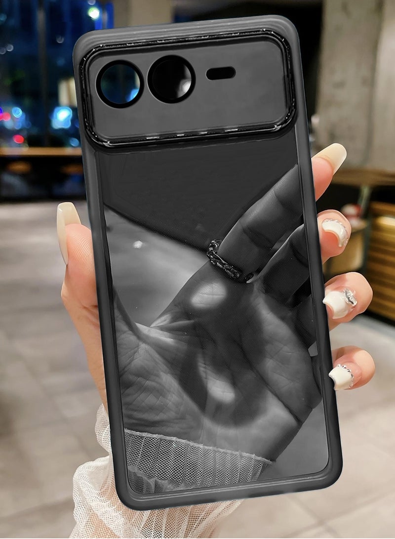 Wtech Infinix Smart 10 Plus 2025 Soft Transparent TPU Camera Lens Protection Silicone Ultra Thin Phone Stylish Electroplated Camera Border Back Case Cover - Black - Image 2