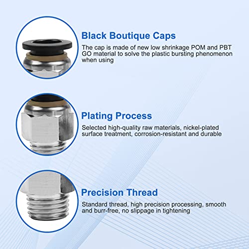 CNAODUN 10 Pcs Push-to-Connect Fittings 3/8 Inch Tube OD x 1/4 Inch NPT Thread Pneumatic Male Straight Quick Connect Air line fittings - Image 3