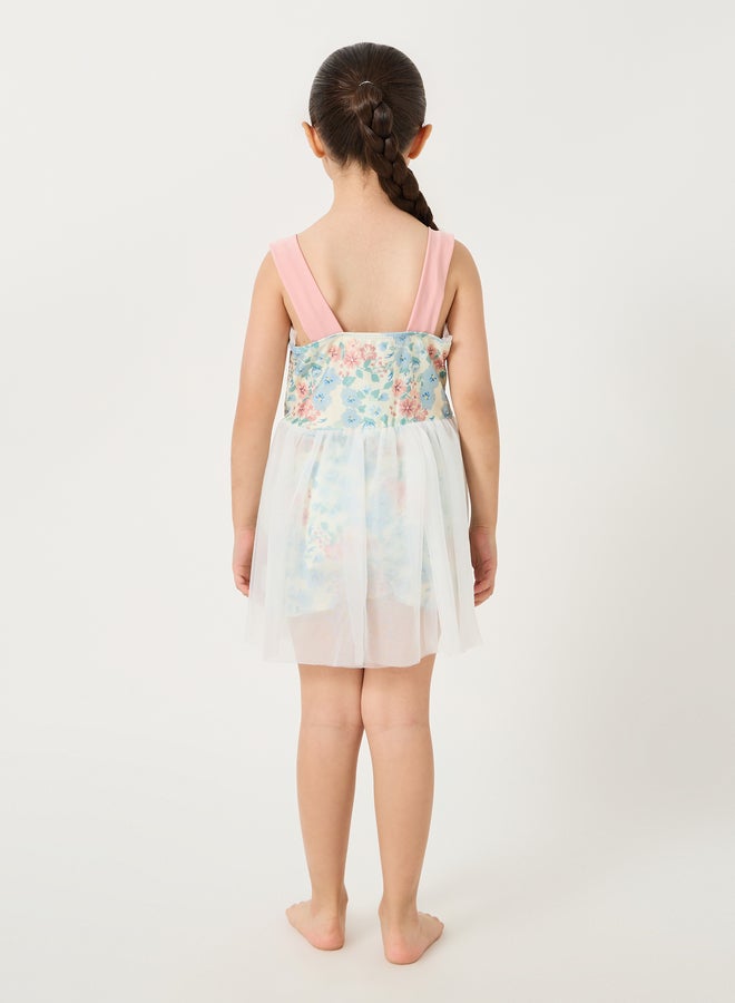 Styli Floral Print Square Neck Layered Swimsuit  - Image 5