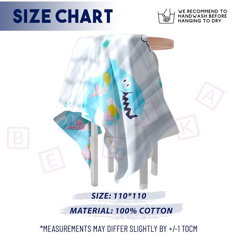 BEMBIKA Bamboo Muslin Blanket Baby 110X110 Cm Stroller Blanket Receiving Blanket for Newborn Unisex Baby (Ice Cream Shark) - Image 4