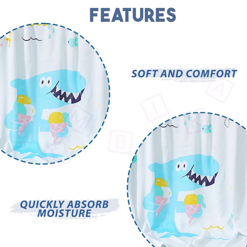 BEMBIKA Bamboo Muslin Blanket Baby 110X110 Cm Stroller Blanket Receiving Blanket for Newborn Unisex Baby (Ice Cream Shark) - Image 2