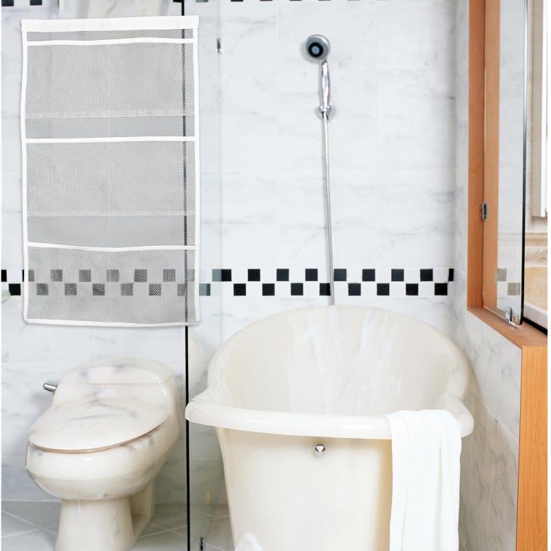 Shower Storage System with Washable Material and Portable Hooks for Dorms or Cruises - Image 3