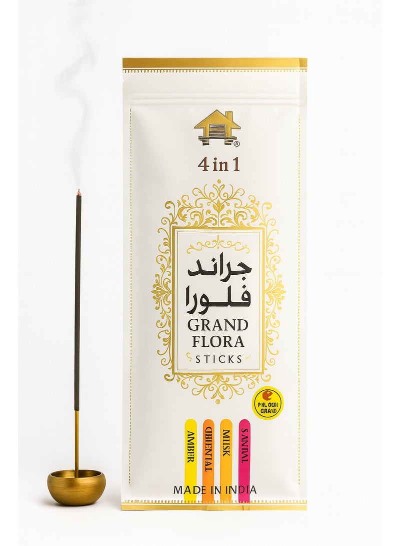 بخور جراند فلورا – ١٢ عود | ٤ روائح فاخرة (عنبر، عود شرقي، مسك، صندل) - Image 1