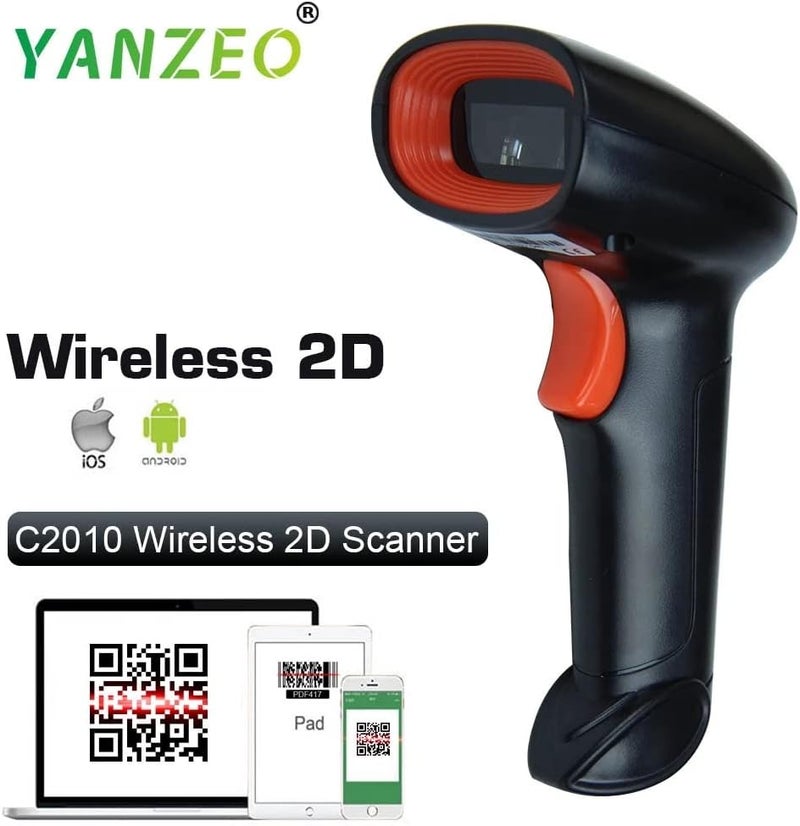 ماسح الباركود المحمول من يانزيو USB لاسلكي 2.4G ماسح الباركود 1D 2D QR Code قارئ الباركود بالليزر لنق��ط البيع - Image 2