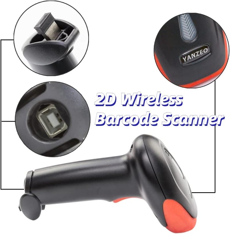 ماسح الباركود المحمول من يانزيو USB لاسلكي 2.4G ماسح الباركود 1D 2D QR Code قارئ الباركود بالليزر لنق��ط البيع - Image 5