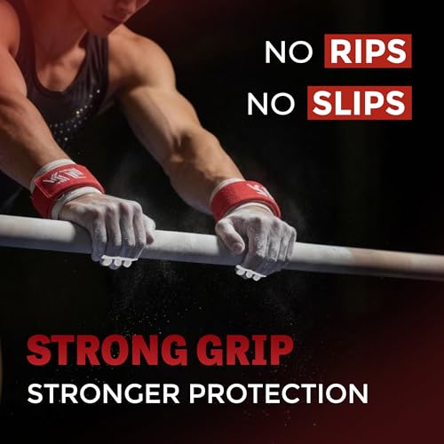 Reisport Men's Hook and Loop High Bar Grips, XX-Small, X-Small, Small, Medium, Large, Gymnastic Grips, Men and Boys Gymnastics Training, Long Lasting, Leather, Safe Grip Gray - Image 2